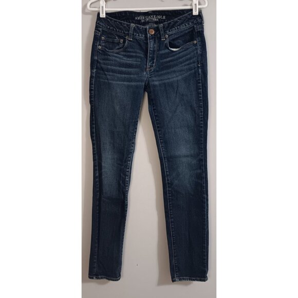 American Eagle 6R Blue Dark Wash Skinny Casual Outdoor Work Event Denim Jeans - Picture 1 of 4